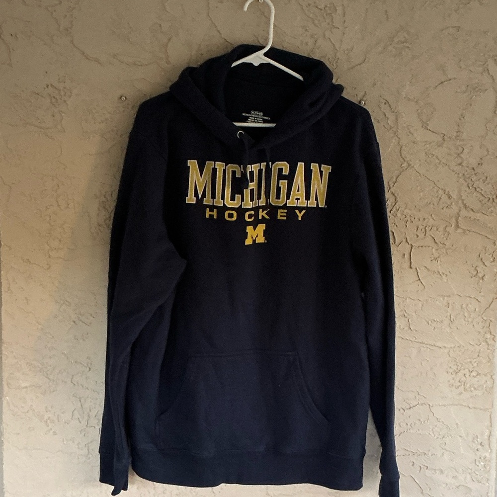 Michigan Wolverines Hockey Hooded Pullover Sweatshirt Men’s XL/TG